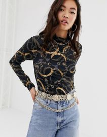 River Island high neck top in scarf print   ASOS at Asos